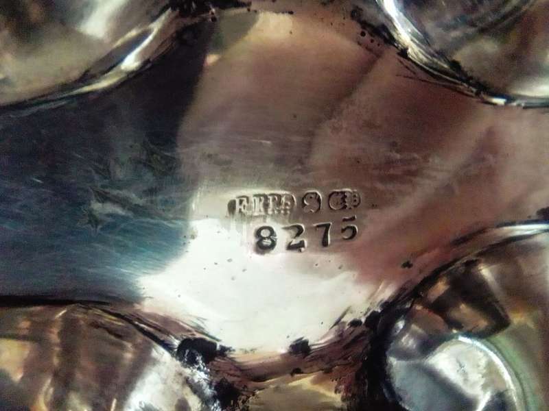 Wow a SILVER 1875-1896 Fenton Brothers. Vintage Double Trinket dish with beery and leaf\vine motif.