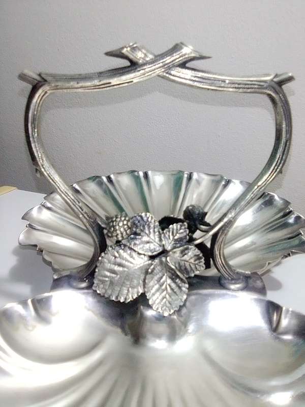 Wow a SILVER 1875-1896 Fenton Brothers. Vintage Double Trinket dish with beery and leaf\vine motif.
