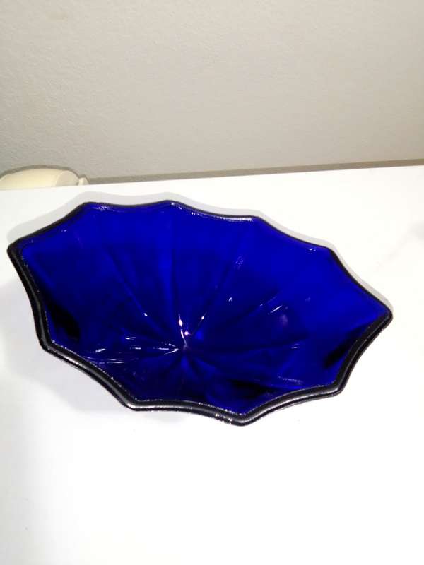 3 Cobalt Blue Glass Inners Trinket dish`s. 2 Celtic Plate with Solid and Swing Handles.