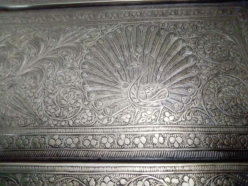 Ornamental Royle imperial style, a classic samovar set tooled in brass. Kettle, Bowl, Peacock Tray.