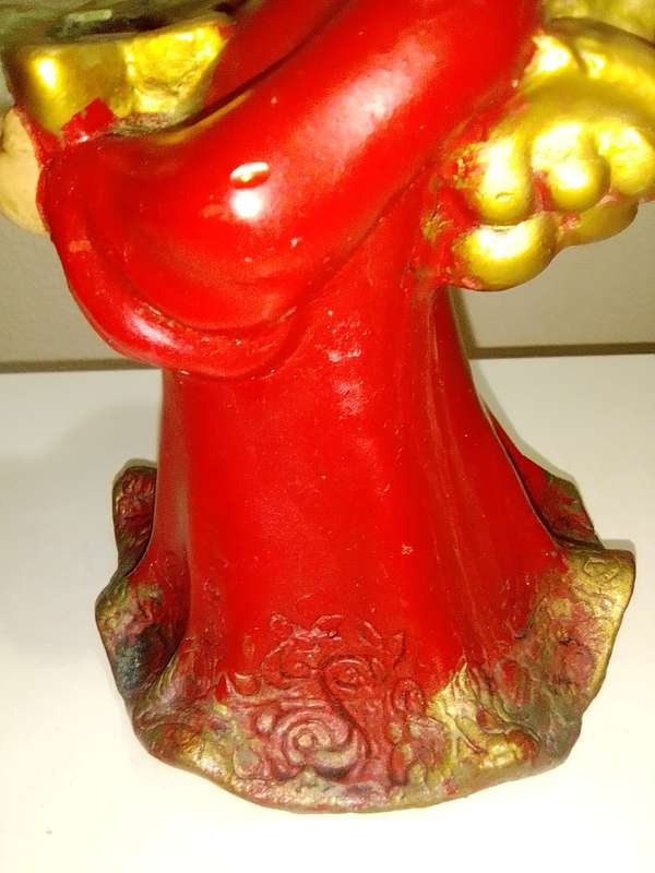 A 1966 GOEBEL W. GERMANY ANGEL pottery CANDLE HOLDER. Xmas butter Knives boxed.2 x Snow Globes.