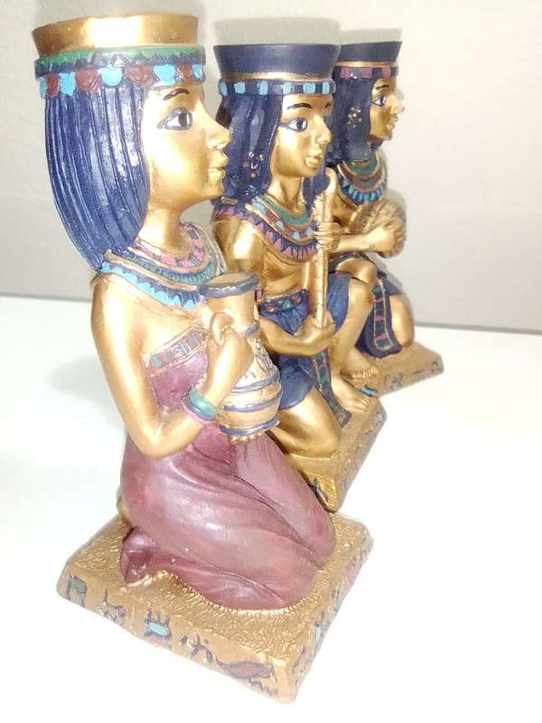Vintage 4 Egyptian Figurines, Resin, Hand Made & Painted `Artist`s Version`,