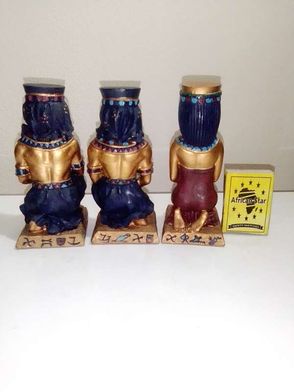 Vintage 4 Egyptian Figurines, Resin, Hand Made & Painted `Artist`s Version`,