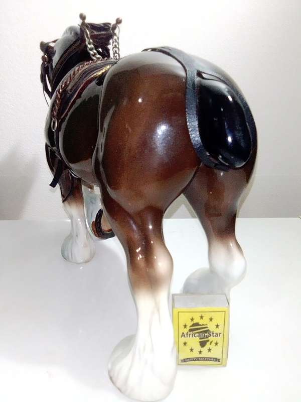 Vintage Large Clydesdale Horse, Vintage Draft Horse Figurine, Work Horse stamped.