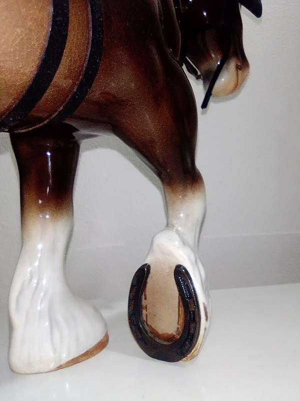 Vintage Large Clydesdale Horse, Vintage Draft Horse Figurine, Work Horse stamped.