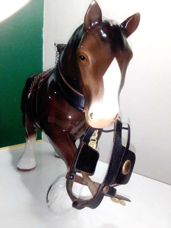 Vintage Large Clydesdale Horse, Vintage Draft Horse Figurine, Work Horse stamped.