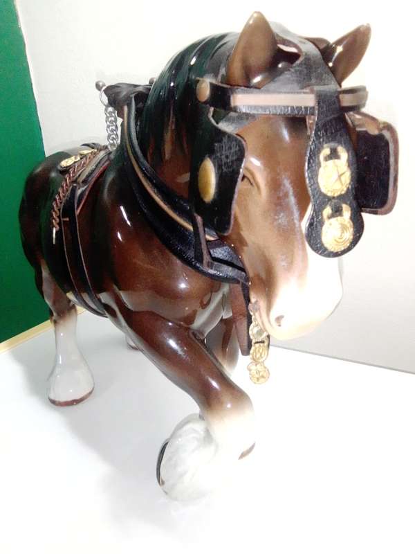 Vintage Large Clydesdale Horse, Vintage Draft Horse Figurine, Work Horse stamped.