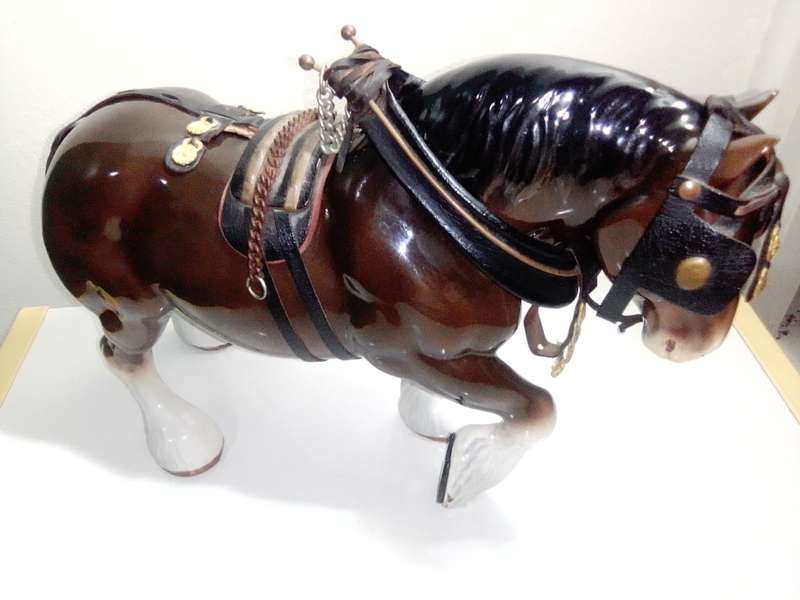 Vintage Large Clydesdale Horse, Vintage Draft Horse Figurine, Work Horse stamped.