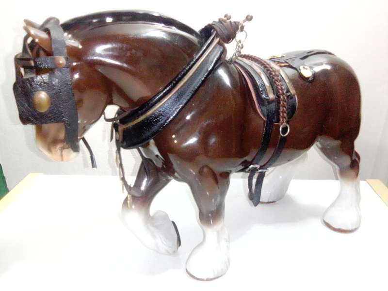 Vintage Large Clydesdale Horse, Vintage Draft Horse Figurine, Work Horse stamped.