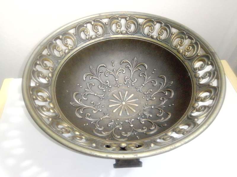 A vintage heavily ornated Bronze Italian Centre piece/fruit bowl on foot with 4 feet.