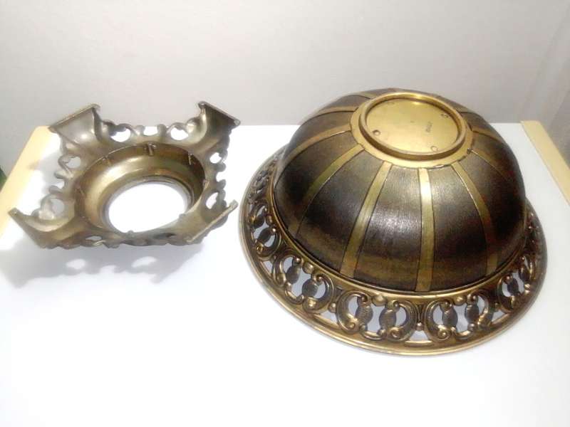 A vintage heavily ornated Bronze Italian Centre piece/fruit bowl on foot with 4 feet.