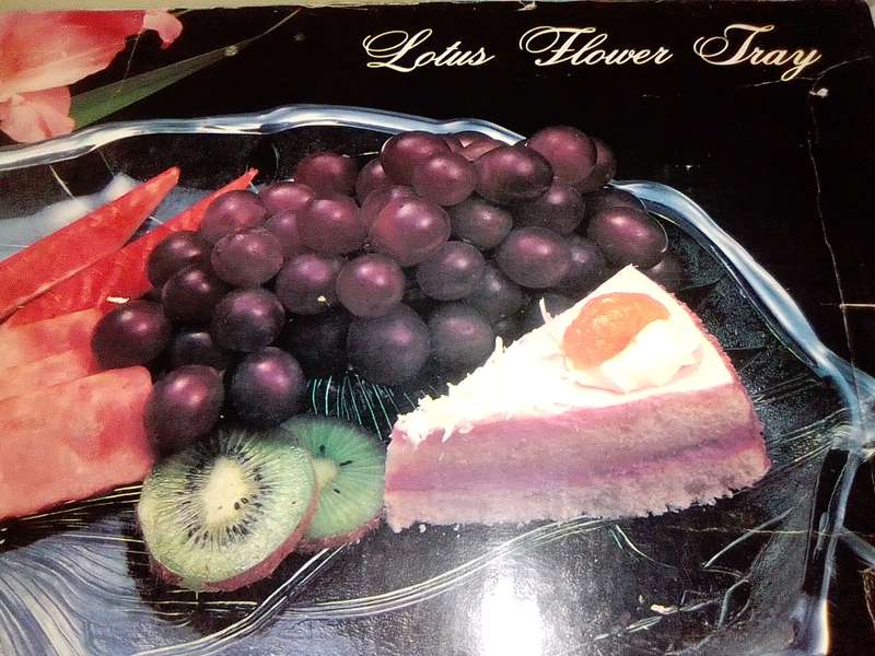 The Korean ornated `Lotus Flower Tray` In a box.  Large and heavy glass tray Dynisty Collection.
