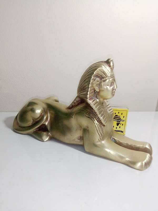 Vintage Egyptian Sphinx heavy brass and well detailed, weight 5.1kg. Size 135mm Tall x 250mm Long