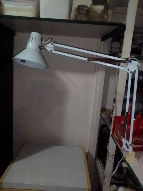 Extendable office/study swing arm lamp including clamp. Extends 800mm down to 400mm.
