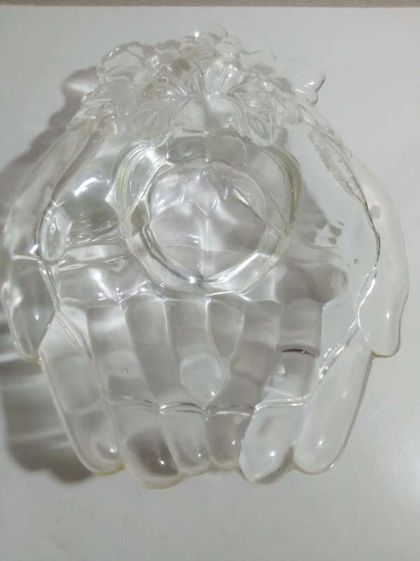 2 glass paperweights and a trinket dish, SASAKI lead Crystal, Swedish Bergdala, Cupped swirl hands.