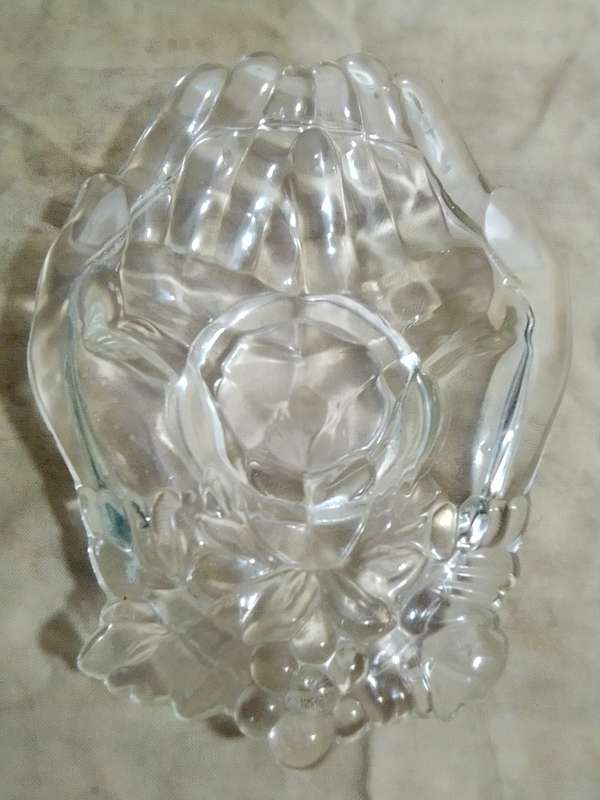 2 glass paperweights and a trinket dish, SASAKI lead Crystal, Swedish Bergdala, Cupped swirl hands.
