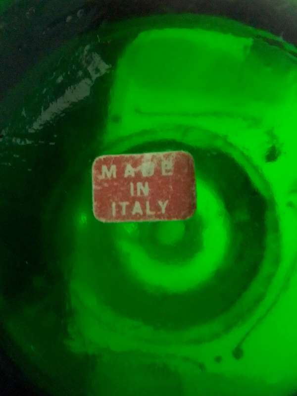 Wow Venetian made in Italy a green hand blowen Carafe's night stand bottles & matching glass.