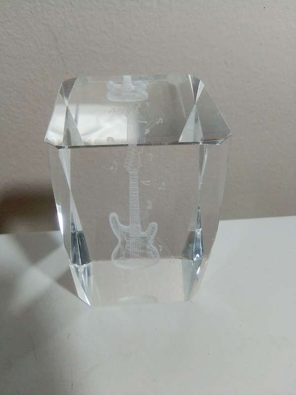 3 Collectible paperweights, 2 x Lazer etched Engraved and a blowen handmade Elephant.