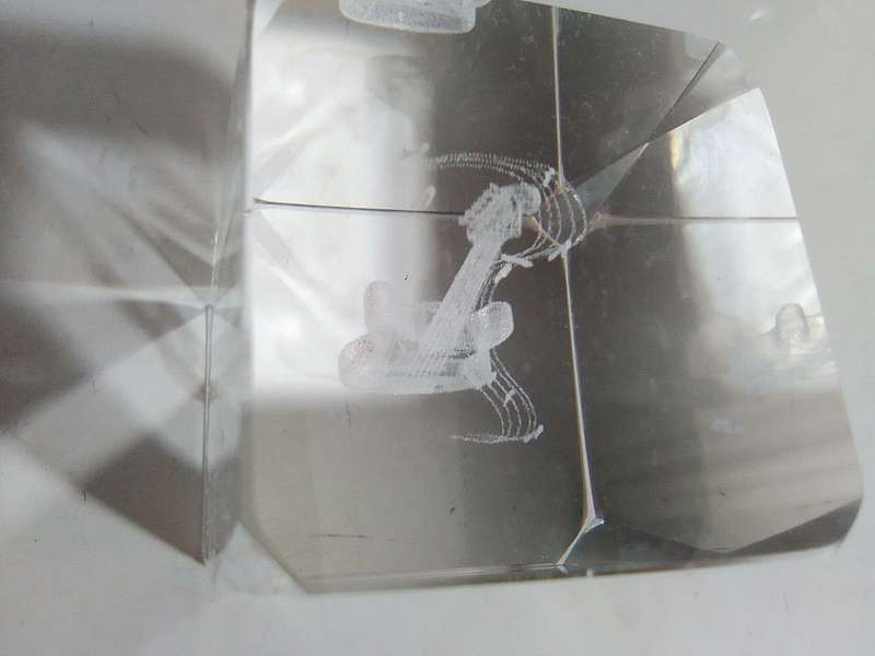 3 Collectible paperweights, 2 x Lazer etched Engraved and a blowen handmade Elephant.