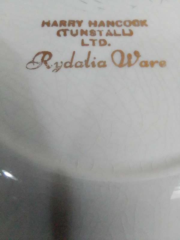 WoW A Crown Devon cup, A Tunstall plate, 2 x Sandland Ware Pin Trays.  4 Items