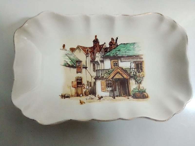 WoW A Crown Devon cup, A Tunstall plate, 2 x Sandland Ware Pin Trays.  4 Items