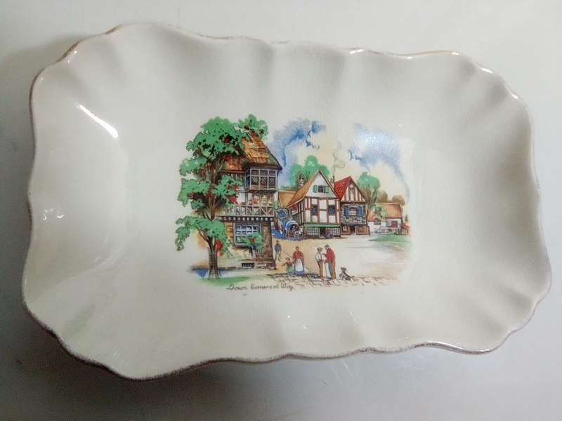 WoW A Crown Devon cup, A Tunstall plate, 2 x Sandland Ware Pin Trays.  4 Items
