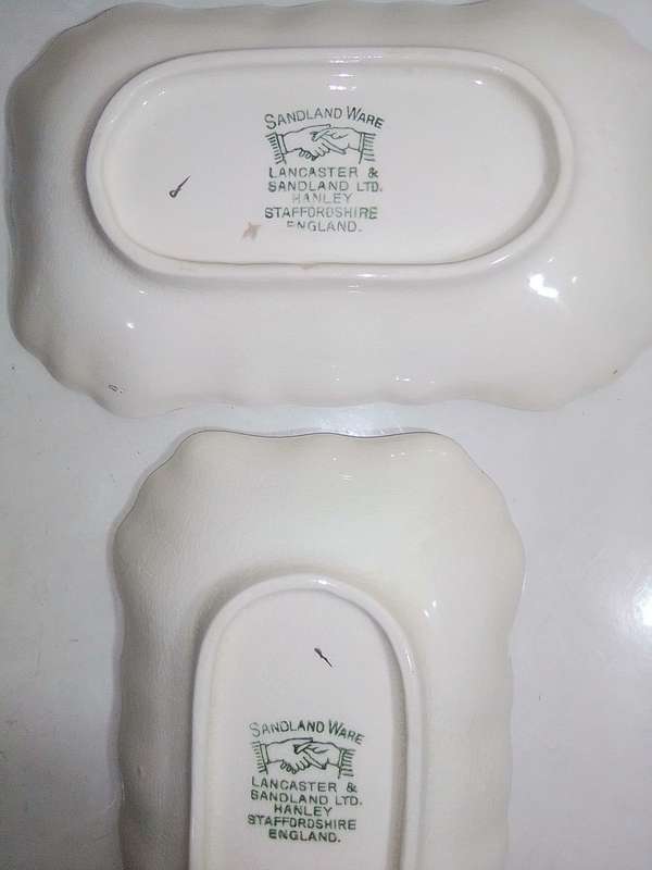 WoW A Crown Devon cup, A Tunstall plate, 2 x Sandland Ware Pin Trays.  4 Items