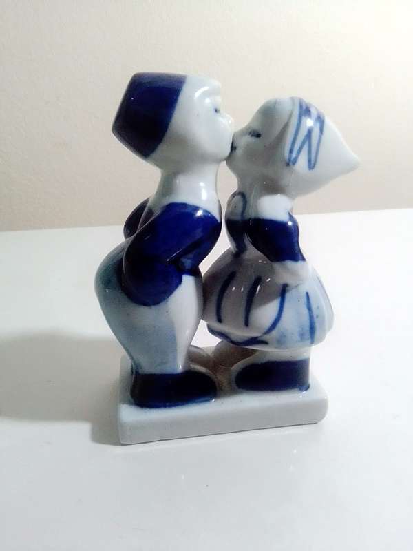 Ceramic collection. Elweco Delft ware Figurine, China Sun, Constantia plate, Cloggs 4 Sake` cups