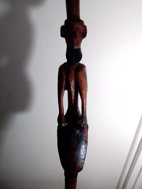 Vintage African Walking Stick Carved Ebony Wood GoGo Tribe Ebony Walking Stick.