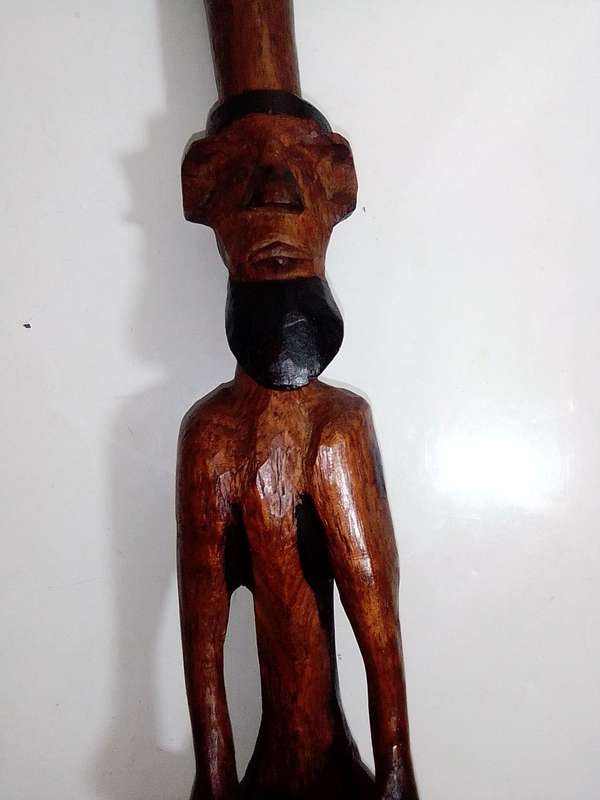 Vintage African Walking Stick Carved Ebony Wood GoGo Tribe Ebony Walking Stick.