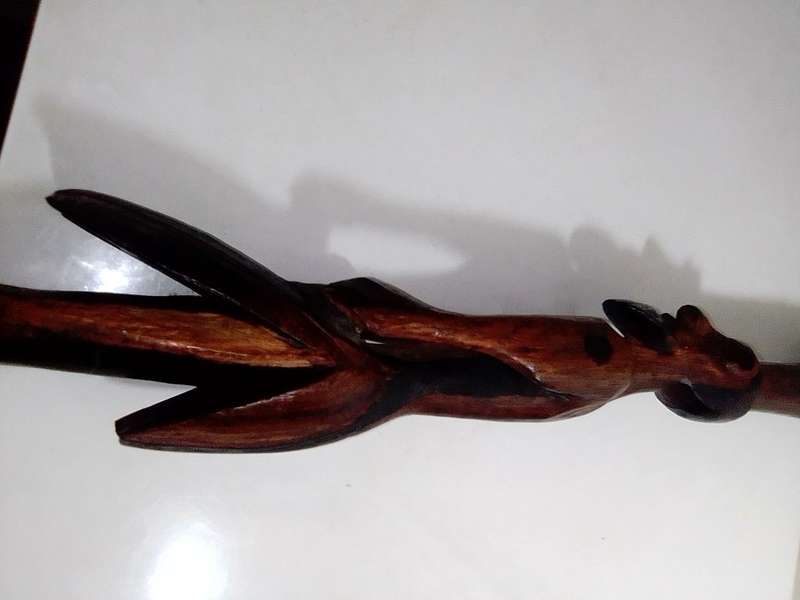 Vintage African Walking Stick Carved Ebony Wood GoGo Tribe Ebony Walking Stick.