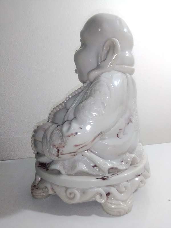 Antique Large and Heavy 4.5Kg`s laughing Buddha cast in crushed marble stone and Resin mixture.