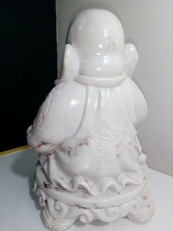 Antique Large and Heavy 4.5Kg`s laughing Buddha cast in crushed marble stone and Resin mixture.