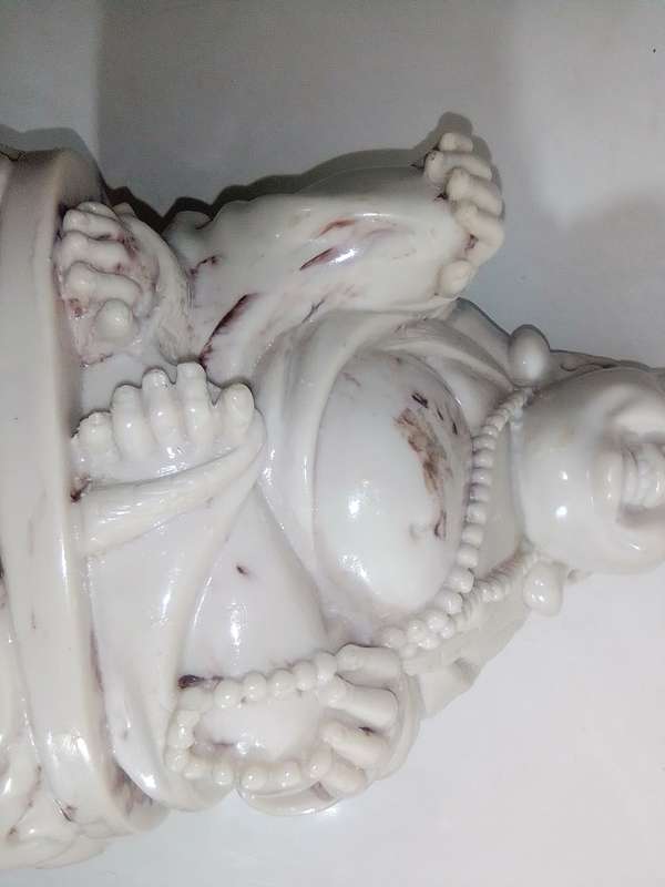 Antique Large and Heavy 4.5Kg`s laughing Buddha cast in crushed marble stone and Resin mixture.