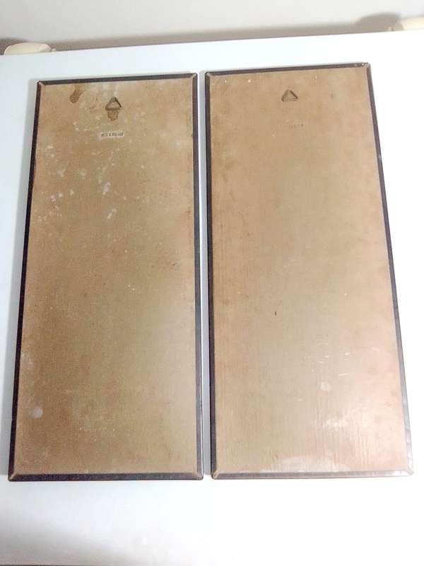 2 x 1960`s Vintage Copper panel wall hangings of Decanter/Quill-pen/inkwell. Made in Holland.
