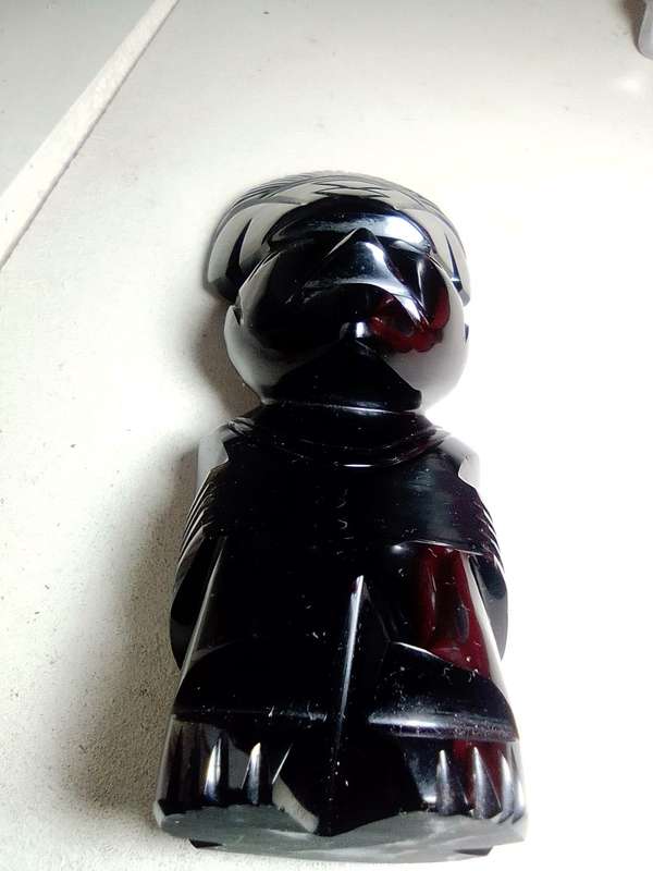 Tiki Idol god. Black Onyx obsidian Aztec carved statue Mayan stone. A black Onyx Dolfin & large Idol
