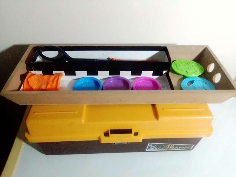 A Sort after Lot of Rubber Stamps in a Tackel box. Many different sets in lot plus shaping Scissors.