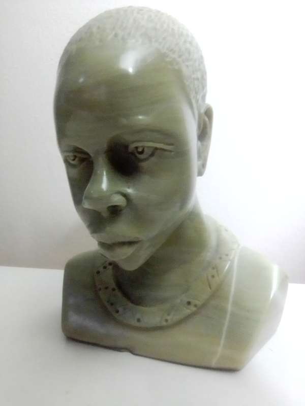 Hand crafted in Jade green signed `WS NXUMALO` was born in Magud, Natal in 1952. He is a self-taught
