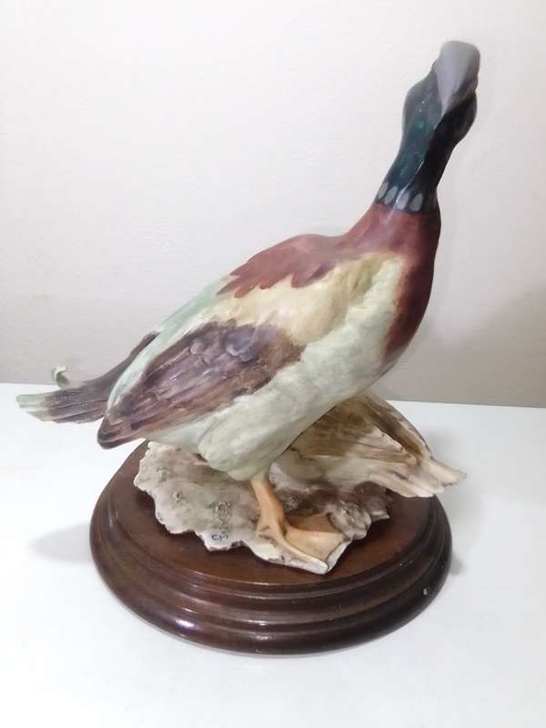 Vintage Capodimonte Signed: Giuseppe Armini 2 x Mallard  Duck`s mounted on wooden base.