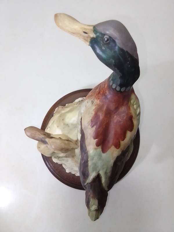 Vintage Capodimonte Signed: Giuseppe Armini 2 x Mallard  Duck`s mounted on wooden base.