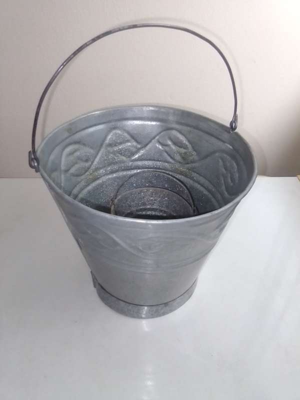 Galvanized steel buckets, the small one was a plant holder.