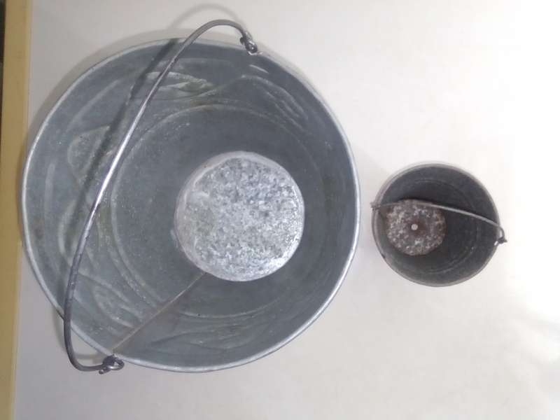 Galvanized steel buckets, the small one was a plant holder.
