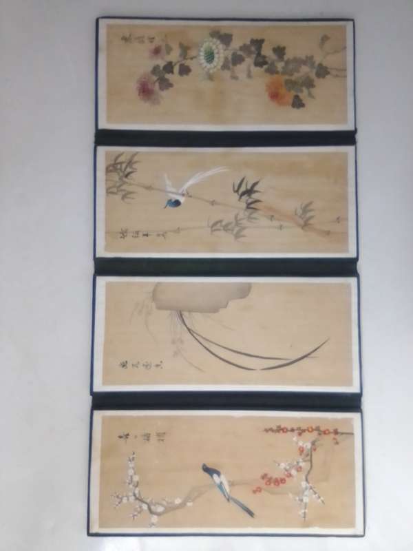 Traditional Korean 3 Mask plaque 3 Dimensional plus a Hand Puppet, 2 miniature Panel screens.