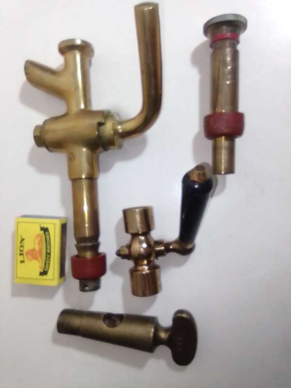 Old Vintage Wine Barrel taps. Bronze giant wine barrel faucet + a Inline, a Drain and release plug.