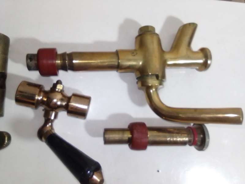 Old Vintage Wine Barrel taps. Bronze giant wine barrel faucet + a Inline, a Drain and release plug.