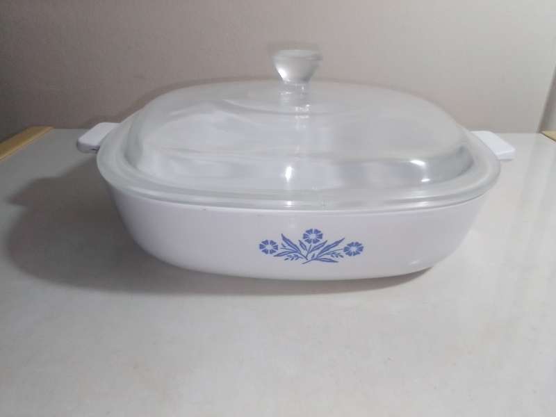 2 x Corning Ware No1 P-9-B 9in USA. Blue Corn Flower No2:A-71/2 B, 1.5lt Floral Casserole Dishes