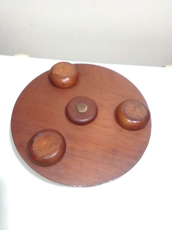 Foot Stool with Tapestry embroidered round, circular footstool, footrest with 3 bun feet.