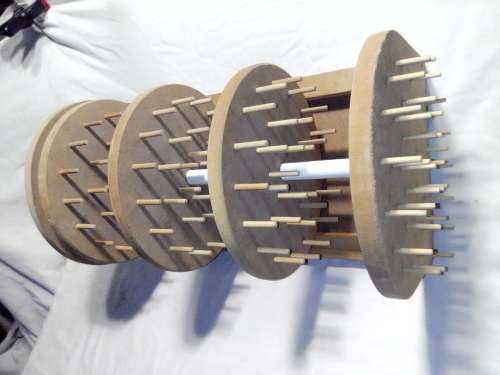 An unique and unusual Cotton reel holder 4 tier  124 Reels Size. 465mm Tall x 280mm Deep x 275mm W