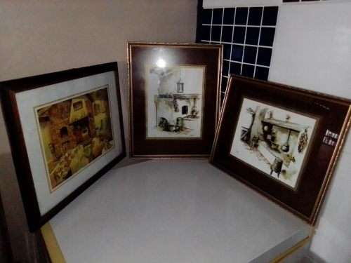 3 x prints of Kitchen motifs. Two Signed " Hoefsloot " Ideal to decorate that special Kitchen.