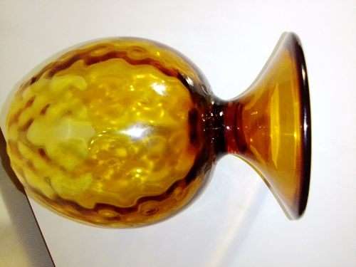 A Stunning Vintage Heavy Amber Studio glass Vase with a nice stem and foot and 190mm Tall.